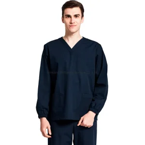 Conjuntos de scrubs unisex negros y azules de manga larga