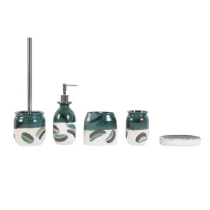 Buy Artistic Hand - Painted White - Green Brushstroke Ceramic Bathroom Accessory Set Manufacturer, Suppliers