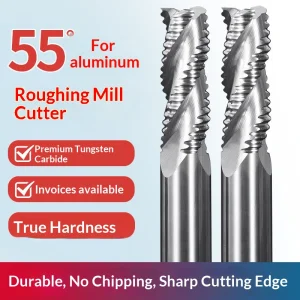 Imported OEM/ODM 55HRC 3-flute Tungsten Steel Non-coated SH55 Model CNC Roughing Cutter Extended Wave Edge End Mill Hengwei