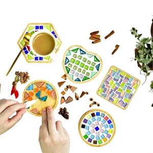 Mosaic Coaster DIY Creative Craft Kit Bamboo/Rattan/Plant Stalks Material New Year Festival Handmade Activity