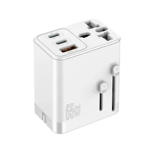 New 65W GaN World Travel Adapter Charger 4-Port Fast Charging Foldable Plug