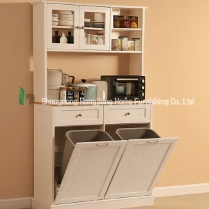 Customized French Sideboard with Integrated Storage Cabinet Against The Wall