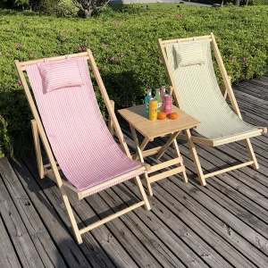 Wooden Folding Camping Recliner Chair