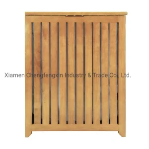 Stylish Bamboo Laundry Hamper with Canvas Bag and Metal Supports