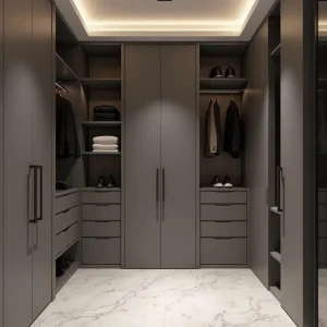 Italian Modern Luxury High-end Wall-mounted D-shaped Walk-in Closet Bedroom Closet With Accessories Wardrobe
