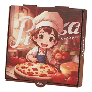 Caixa de pizza personalizada de papelão ondulado barato de grau alimentício por atacado com logotipo