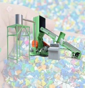 La máquina de reciclaje de plástico convierte la película de forro de pañales en pellets limpios en segundos