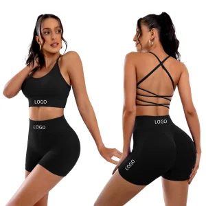 Womens Seamless Sports Bra Shorts Set