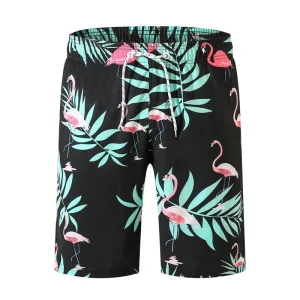 Men Flamingo Printing Loose Plus Size Swimming Surf Beach Shorts Casual Wear