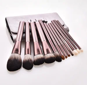12PCS Vegan Makeup Cosmetic Brush Set with Folding Bag