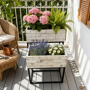 Metal Wood Flower Stand Plant Rack