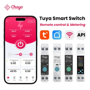Tuya WiFi Switch Smart MCB Circuit Breaker CB/CE 63A Remote Control Metering 1P+N 90-240V for Commercial Building Chayo