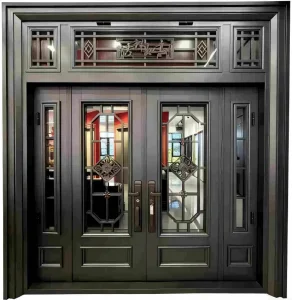 Luxury Villa Zinc Alloy Entry Door with Unique Custom Design Palace Anti-corrosion Rose Gold Security Grade