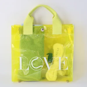 Manufacturer Lemon Yellow Color Private Printing logo Custom clear Transparent Pvc Crossbody Handbags