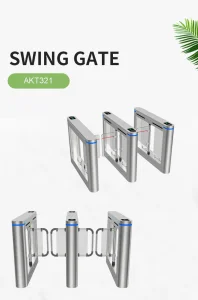 304 Stainless Steel Automatic High Security Pedestrian Access Control with RFID/Barcode/Face Recognition Devices Swing Barrier Speed Gate