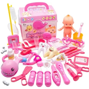 39PCS Educacional Interessante Vários Acessórios Médico Brincar de Fazer de Conta Dentista Brinquedo Doutor Brinquedos com Caixa Plástica Brinquedo Plástico
