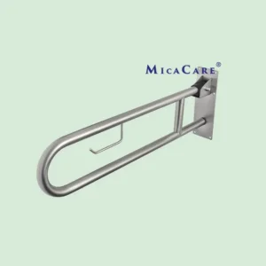 Disabled Flip-up Grab Bar with Paper Holder 24 Inch Bathroom Safety
