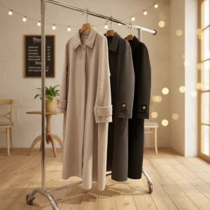 European Style Womens Winter Waterproof Breathable Warm Long Fashion Overcoat Elegant Simple Chic Cashmere Coat