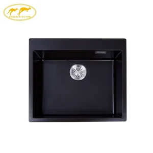 Scratch Resistant Rectangular Matte Black Granite Composite Single Kitchen Sink