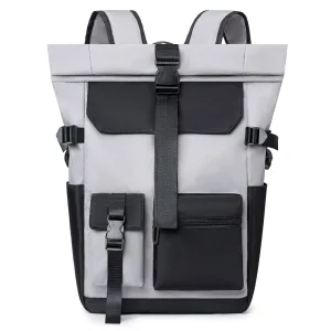 Mochila de Viagem Urbana Casual Espaçosa com Bloco de Cores Trendy para Laptop