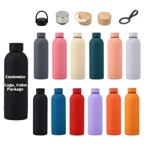 BPA-Free Vacuum Flask Double Wall Insulated Coffee Cup Stainless Steel Rubber Matte Soft Paint Thermo Outdoor Water Bottle 500ml 750ml 1000ml