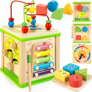 Cubo de Atividades de Madeira 7-in-1