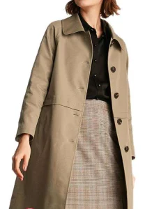 Design de Moda Personalizado Estilo Novo Casaco Clássico Francês Feminino Caqui