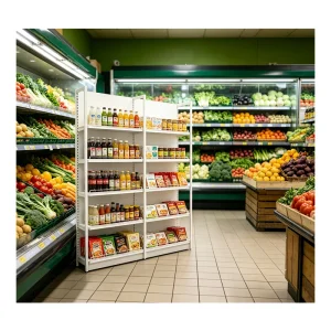 Makati Premium Yellow Wood-Grain Grocery Display Shelving System