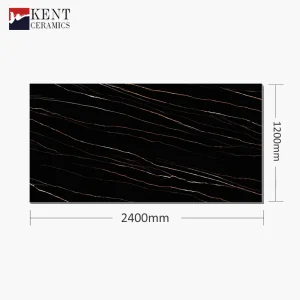 Polished Black Line Sintered Stone Artificial Stone Slab 1200*2400mm