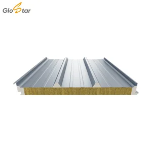 GLOSTAR Factory Supply Anti-Corrosion at Lap Joints Rock Wool PU Edgy-Sealed Steel Roof Sandwich Panel for Building Facades