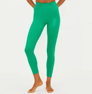 Frosted Fir Shine High Waisted Yoga Tights for All-Day Comfort