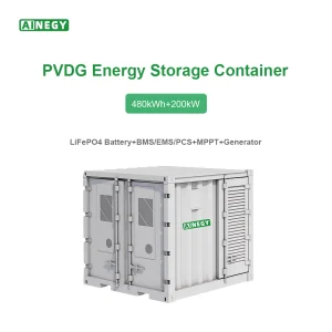 AINEGY 480KWh/200KW C&amp;l BESS with Solar and GEN Energy Storage System Container Solar Energy Battery Storage System