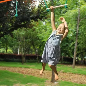 American Fitness Slackline Hanging Obstacle Course Ninja Warrior Line Obstacle Course Kit for Outdoor Backyard