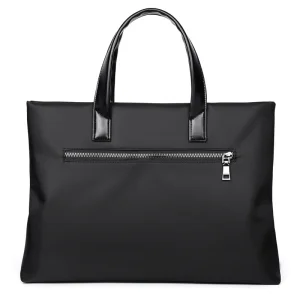 Maletín negro grande Xianghui con bolsillos laterales, bolso de negocios simple