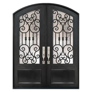 Wholesale Prices House Villa Exterior Security Decorative Double Iron Door Designs Front Entry Metal Wrought Iron Door