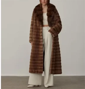 High Couture Full Craft Mink Overcoat Luxury Length Fur Winter Coat Sable Fur Sheared Mink Fur Real Coat