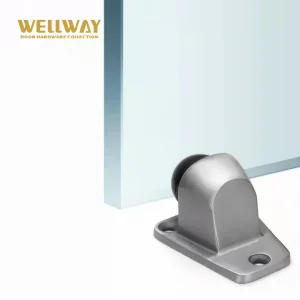 Matte Silver Zinc Alloy Glass Door Stopper with Silicone Bumper for Impact Protection China Hardware - Ds-02-027
