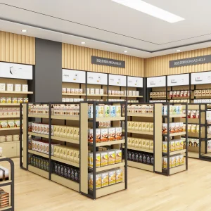 Double-Sided Island Shelf Light Duty Supermarket Rack for Convenience Store Snacks Display Shelf