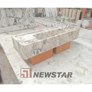 Wall Mounted Natural Calacatta Viola Marble Basin Bathroom Solid Stone Sink Vanity Sink