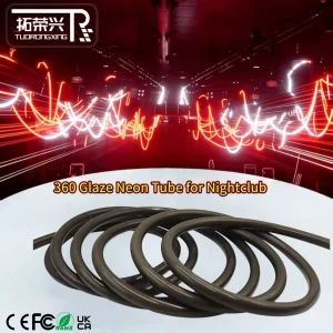 360 Degree RGBW Pixel Neon Flex LED Tube DMX512 Addressable Black Silicone Neon Rope Light for Nightclub DJ Stage Music Festival