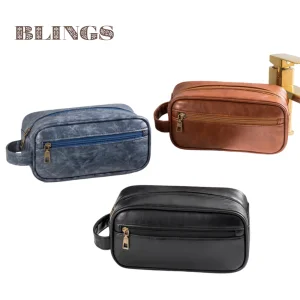 Wholesale Waterproof Makeup Pouch Bag Make up Case Business Travel Pu Leather Wash Bag Toiletry Cosmetic Bag for Men Women