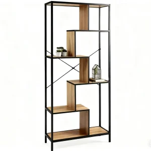 Bookshelf Book Shelves with Metal Frames Wood Shelves Organizer Display Rack