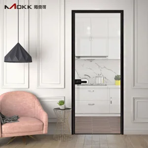 Narrow Frame Interior Kitchen Door Aluminum Casement Dutch Glass Door Flush Modern Toilet Swing Bathroom Security Door with Lock