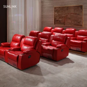 Luxury Living Room Furniture Leather Cinema Sofa with Table Board