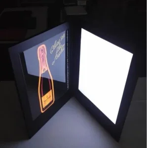 Customized Crocodile Material High Quality LED Lighted up Illuminated Backlit Restaurant Menus Cover with A4 Size