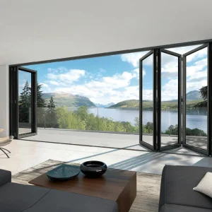 Ikealuminum High-Quality Waterproof Veranda Bifold Exterior Bi-Fold Glass Door Frame Aluminum Folding Glass Door House Folding Door