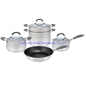 High-End Multifunction Combination 8PCS Stainless Steel Cookware Sets with Steamer for Frypan with Non-Stick Coating