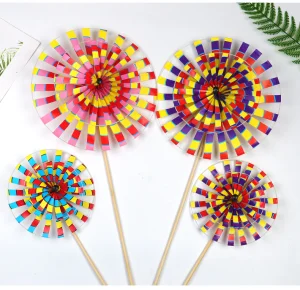 New Retro Traditional Old Beijing Windmill Children's Toys Hot Garden Decorations Colorful Wooden Pole Windmill