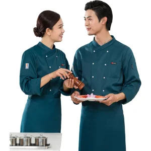 Chaqueta de chef de manga larga profesional para hombres, uniforme de restaurante, ropa de cocina para panadería, café, hotel y camarero
