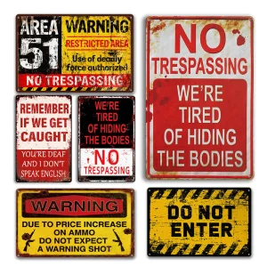 Customized No Trespassing Vintage Warning Metal Signs Movie Beer Wall Decor for Home Bars Garage Cafe Club Man Cave Pubs Retro Tin Sign